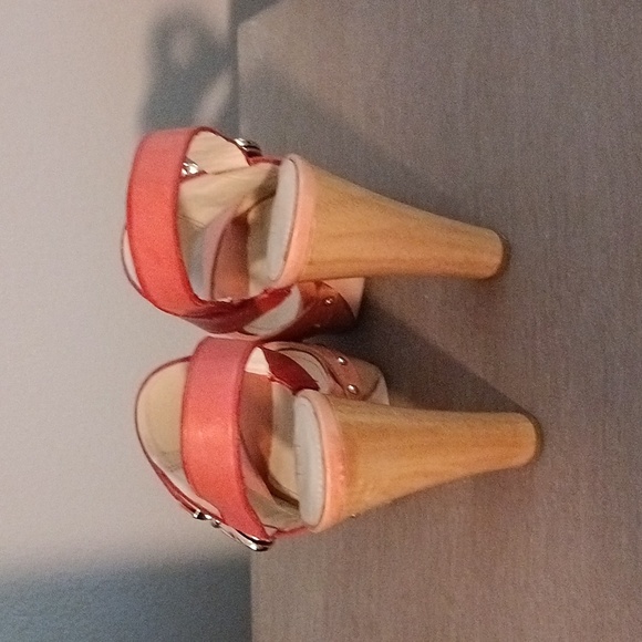 Coach Darcy open toed platform Heels 👠 Orange - Picture 5 of 11